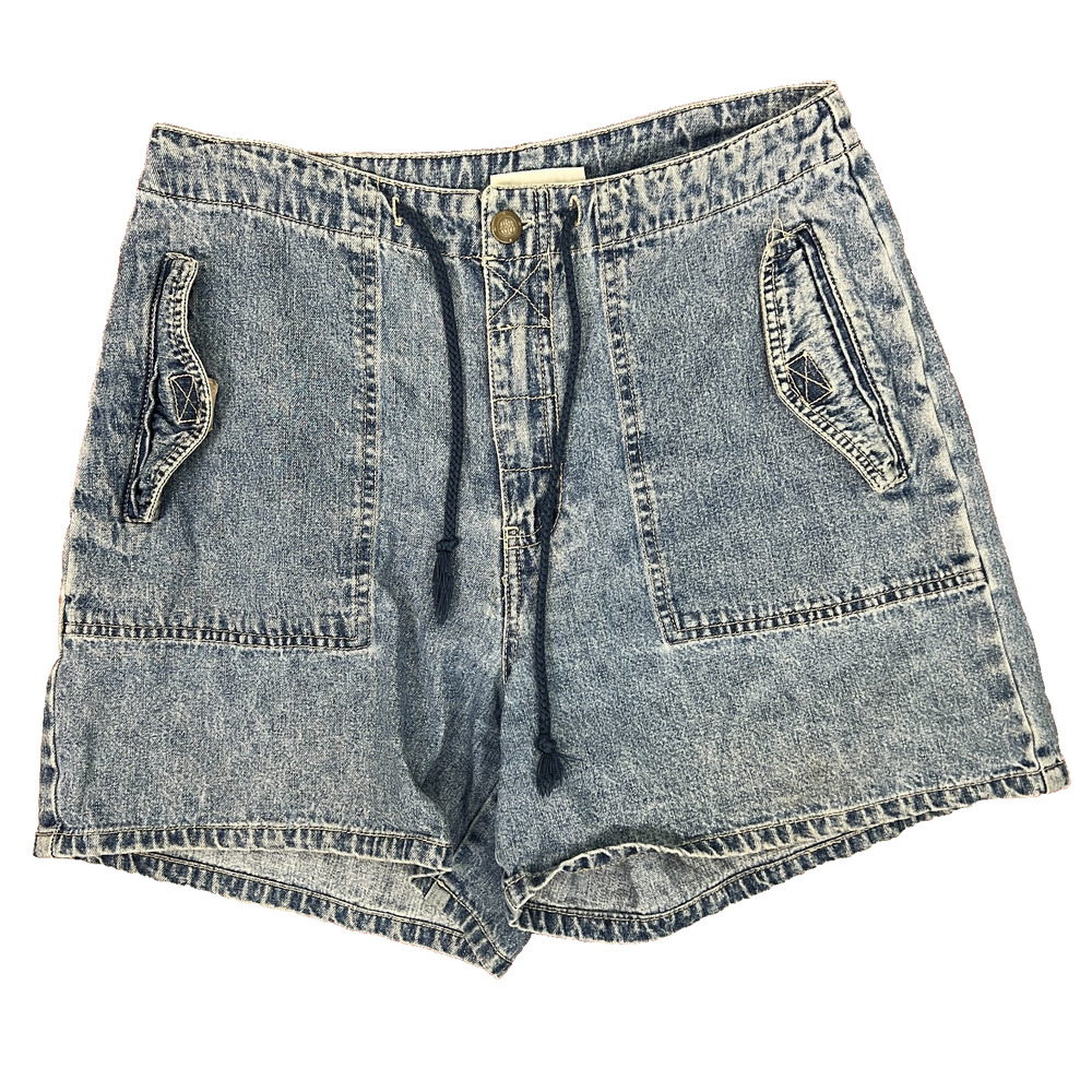 Bill Blass Womens Size 6 Jean Shorts tie Waist Medium Wash Vintage Side pockets‎